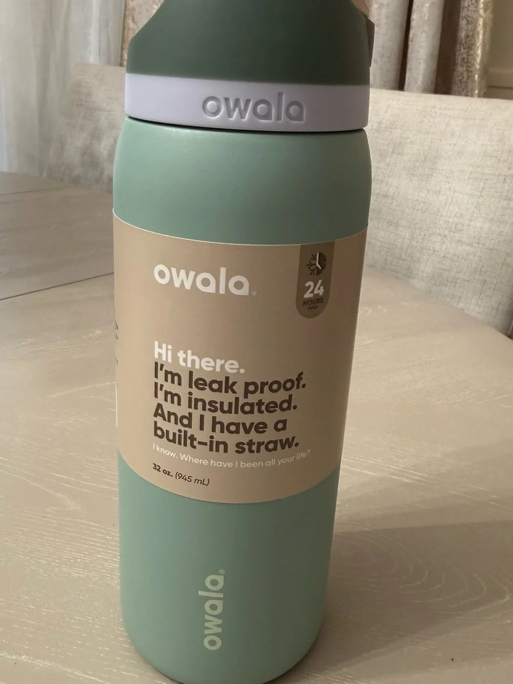 owala Insulated Water Bottle with Built-In Straw - Sage Green